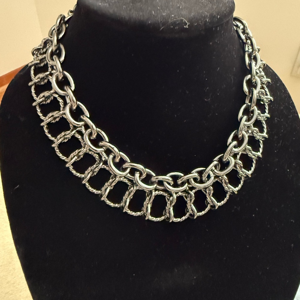 Gun metal silver chain necklace, Byzantine style - Picture 3 of 8